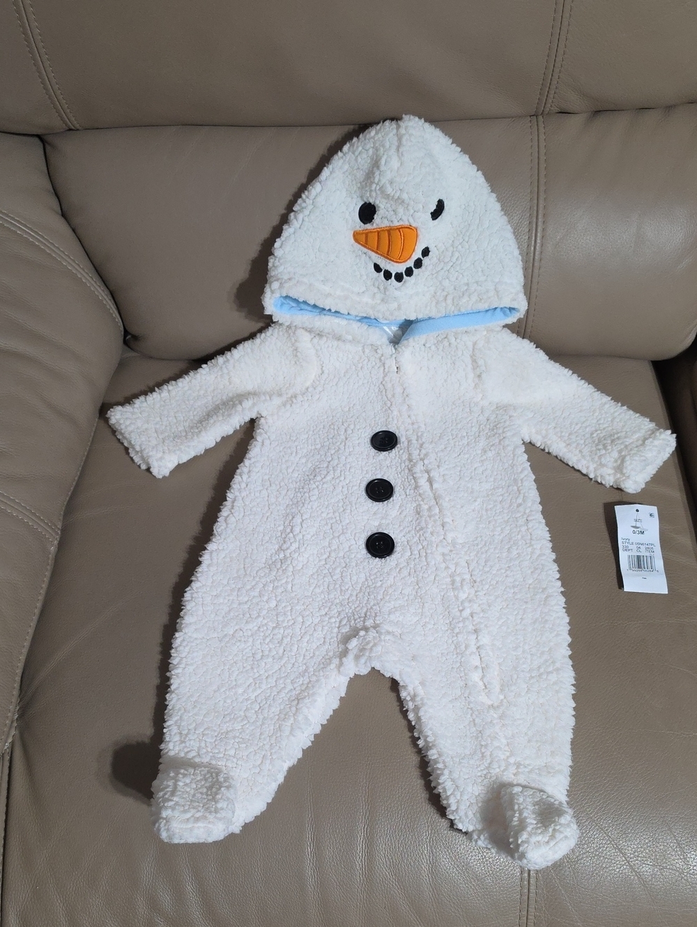 Baby Snowman Christmas Cozy Bodysuit - White Size: 0-3M